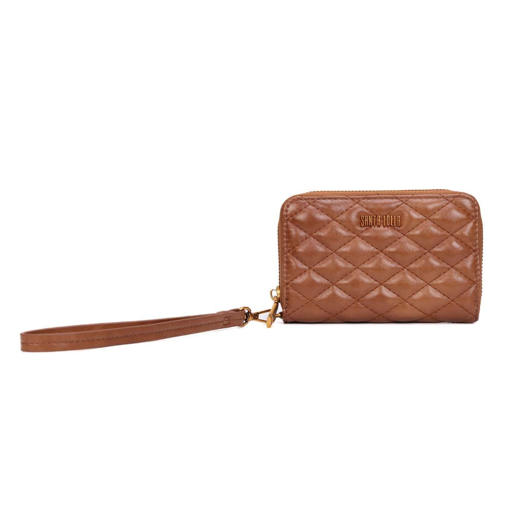 Carteira Soft Matelassê Marrom Cognac Alça De Mão