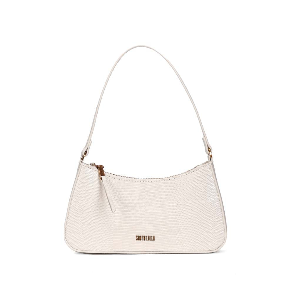Bolsa Baguete Média Lizard Texturizada New Marfim