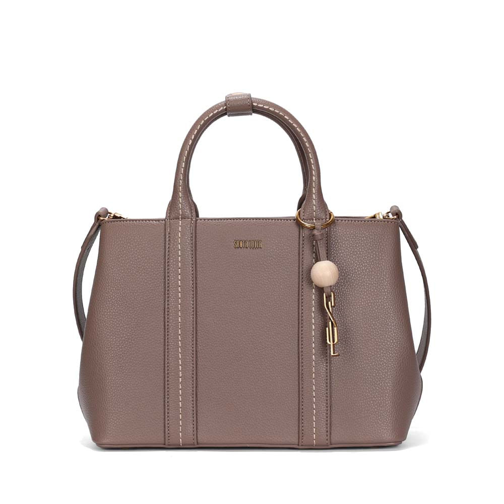 Bolsa Tote Média Floater Cinza Pespontos Transversal