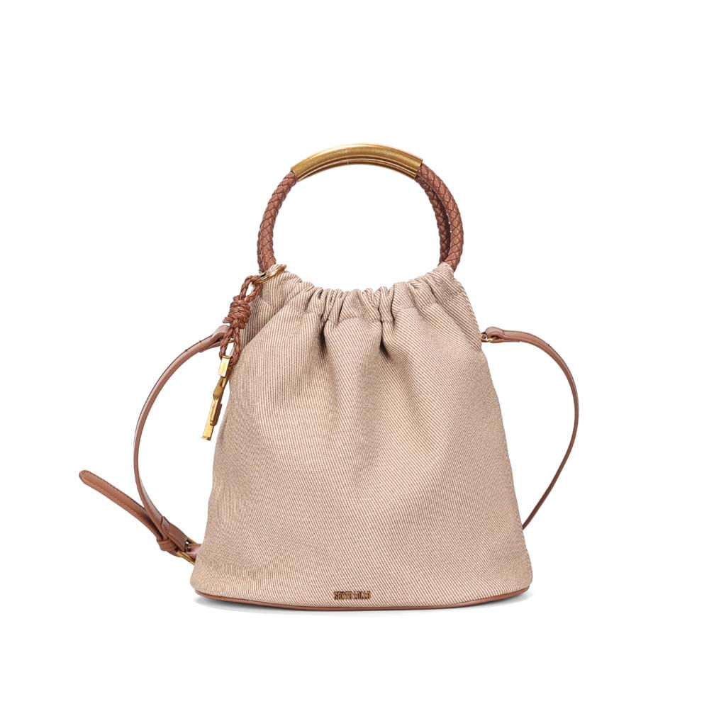 Bolsa Bucket Média Canvas Bege Transversal