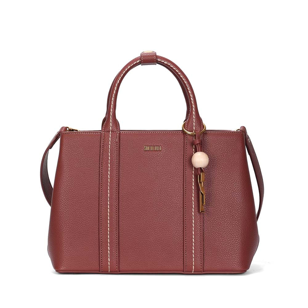 Bolsa Tote Média Floater Terracota Pespontos Transversal