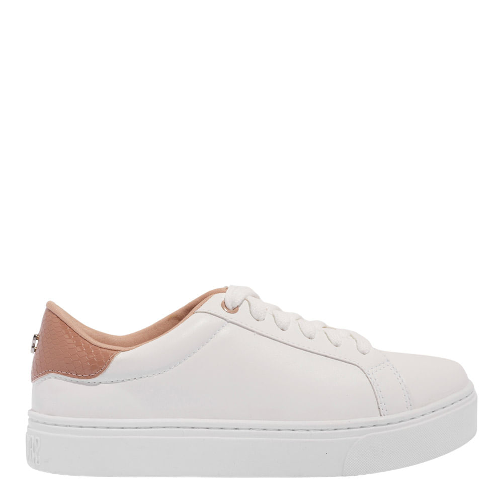Tênis Floater Lux Branco E Rosa Recortes