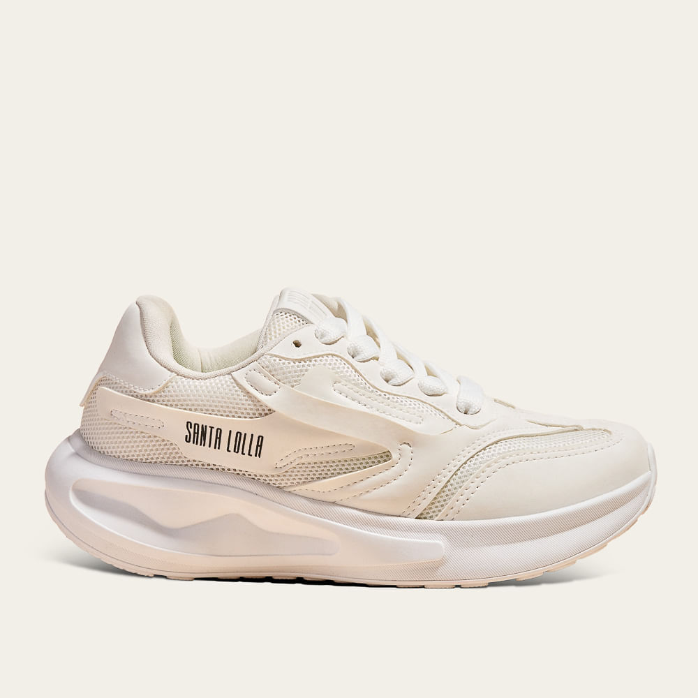 Tênis Mesh Nylon Branco Recortes