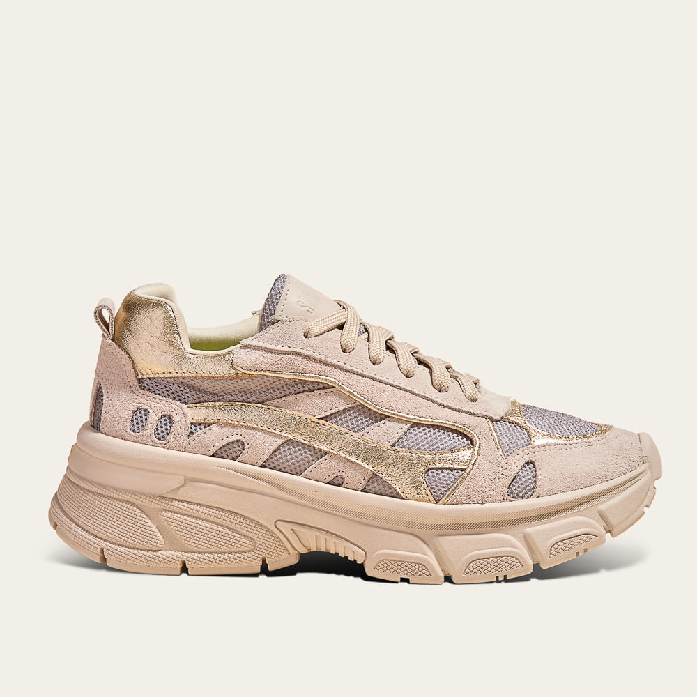 Tênis Chunky Couro Camurça Vanilla Mesh