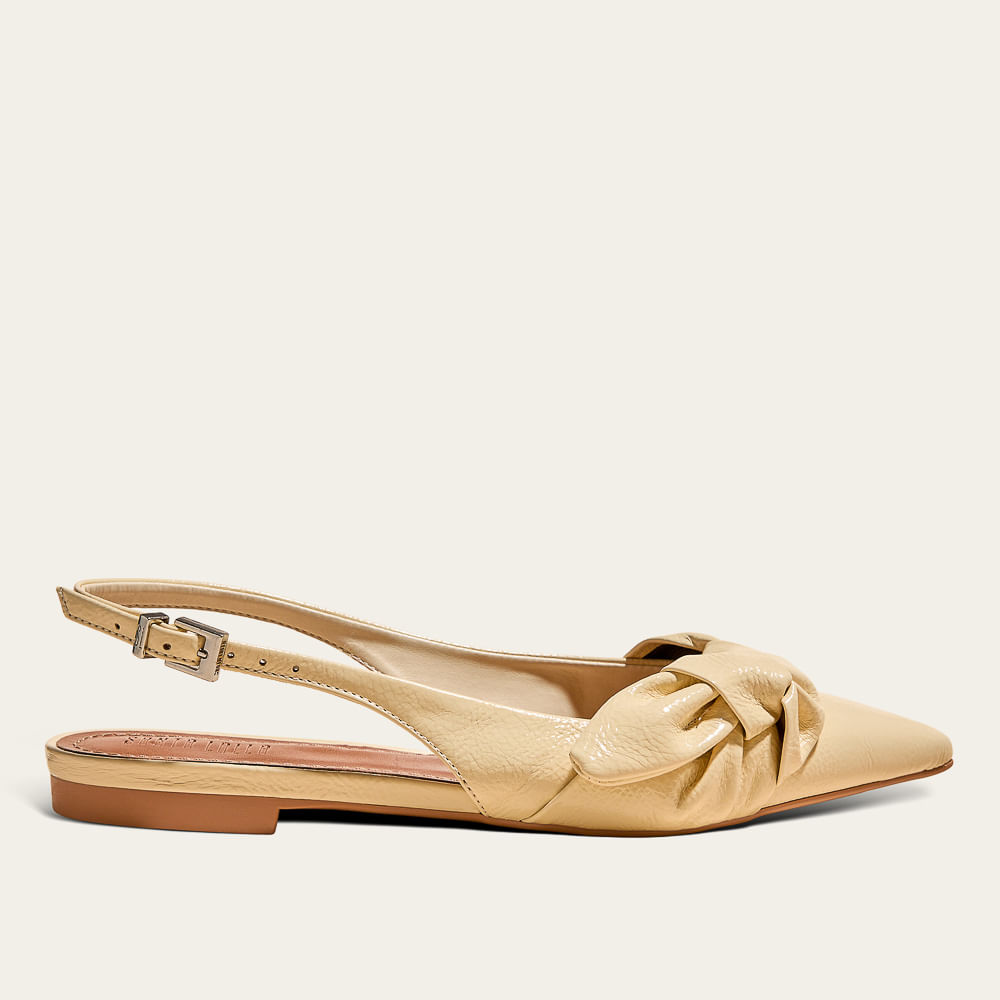 Sapatilha Slingback Verniz Bico Fino Amarelo