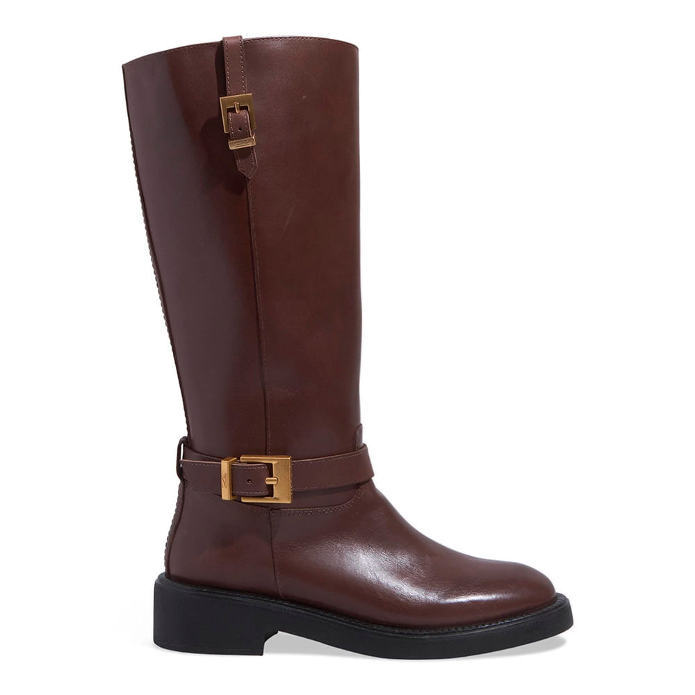 Bota Couro Confort Boot Cano Alto Montaria Marrom Dark