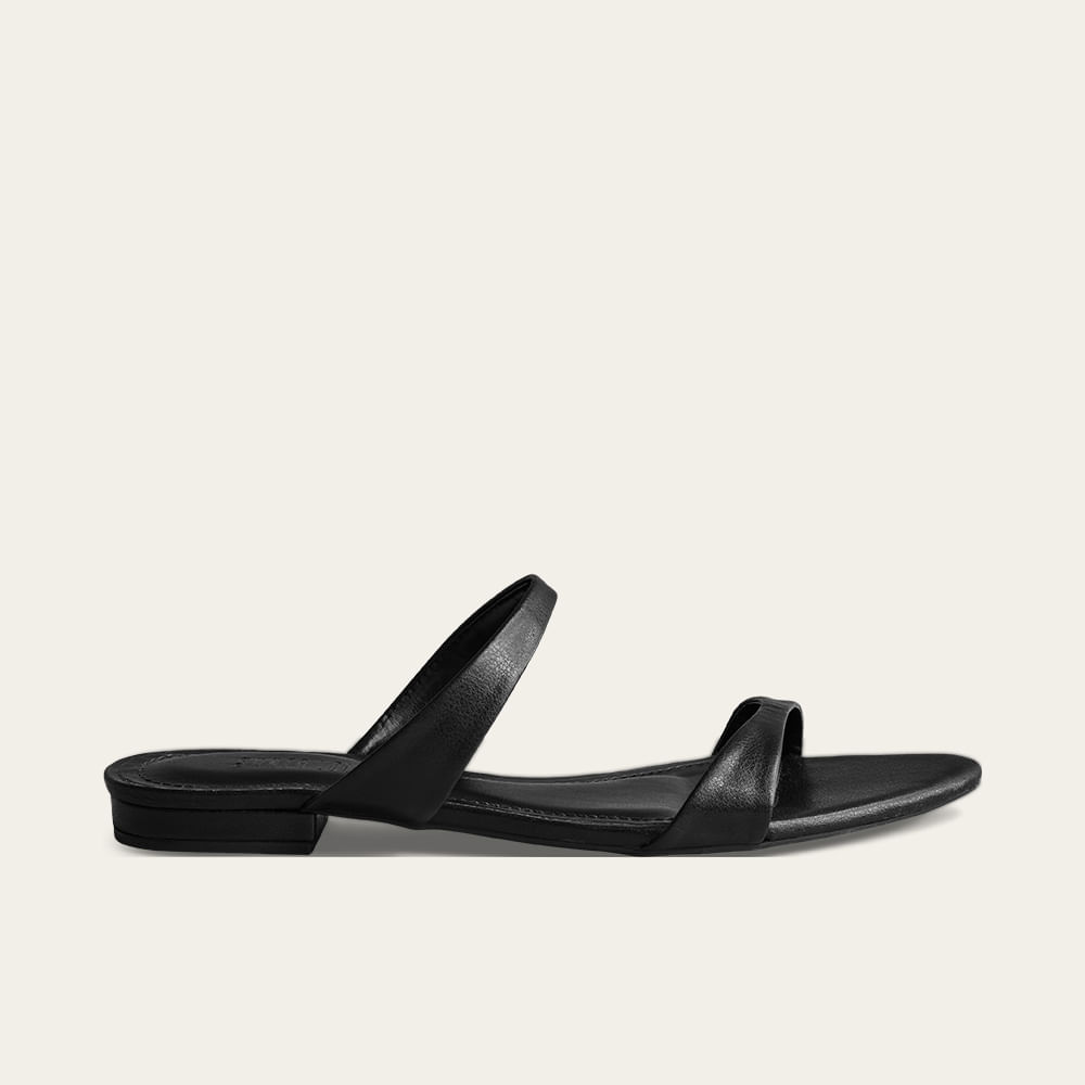 Rasteira Napa Preto Bico Folha