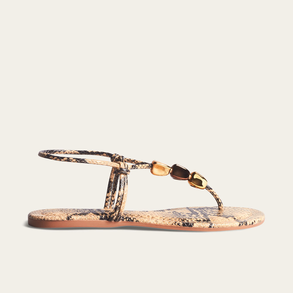 Rasteira Animal Print Cobra Pedraria