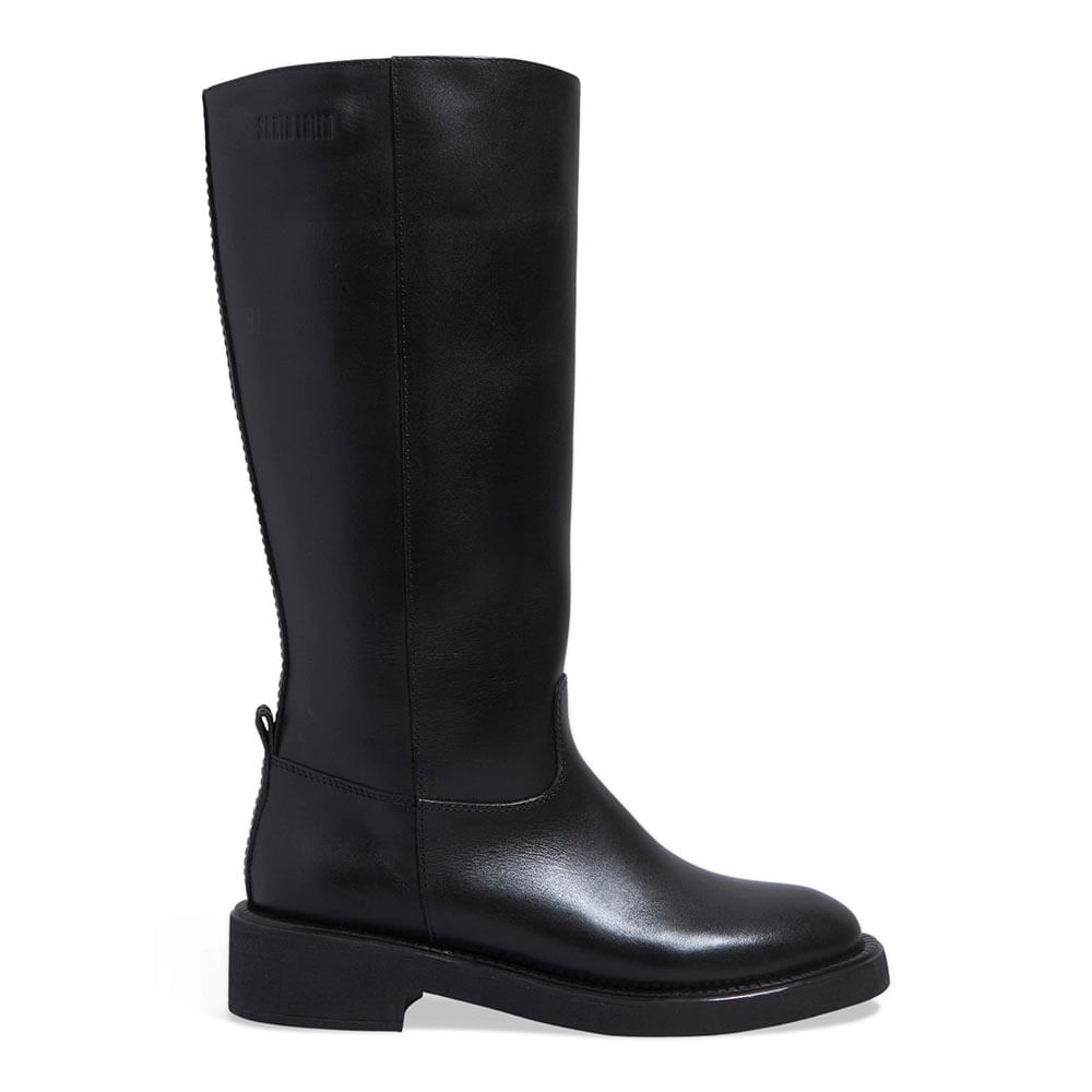 Bota Montaria Couro Confort Preto Salto Bloco