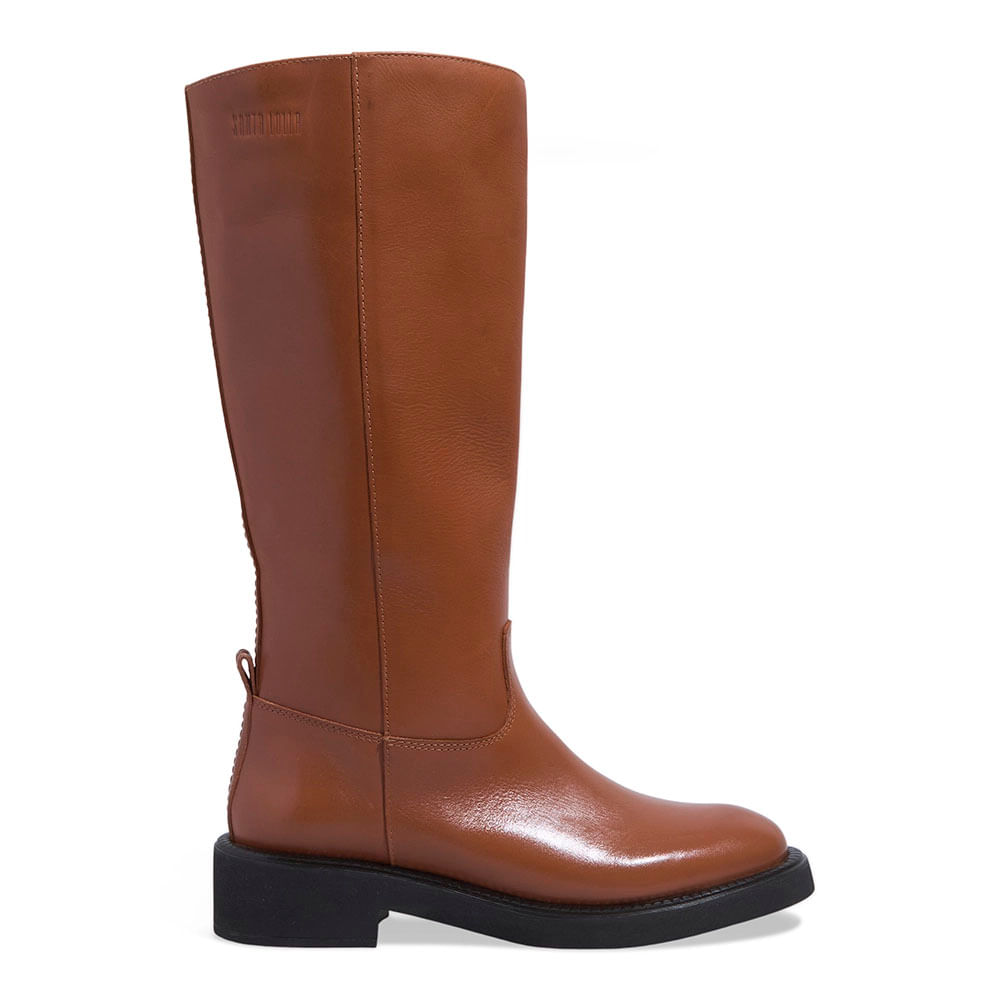 Bota Montaria Couro Confort Marrom Safari Salto Bloco