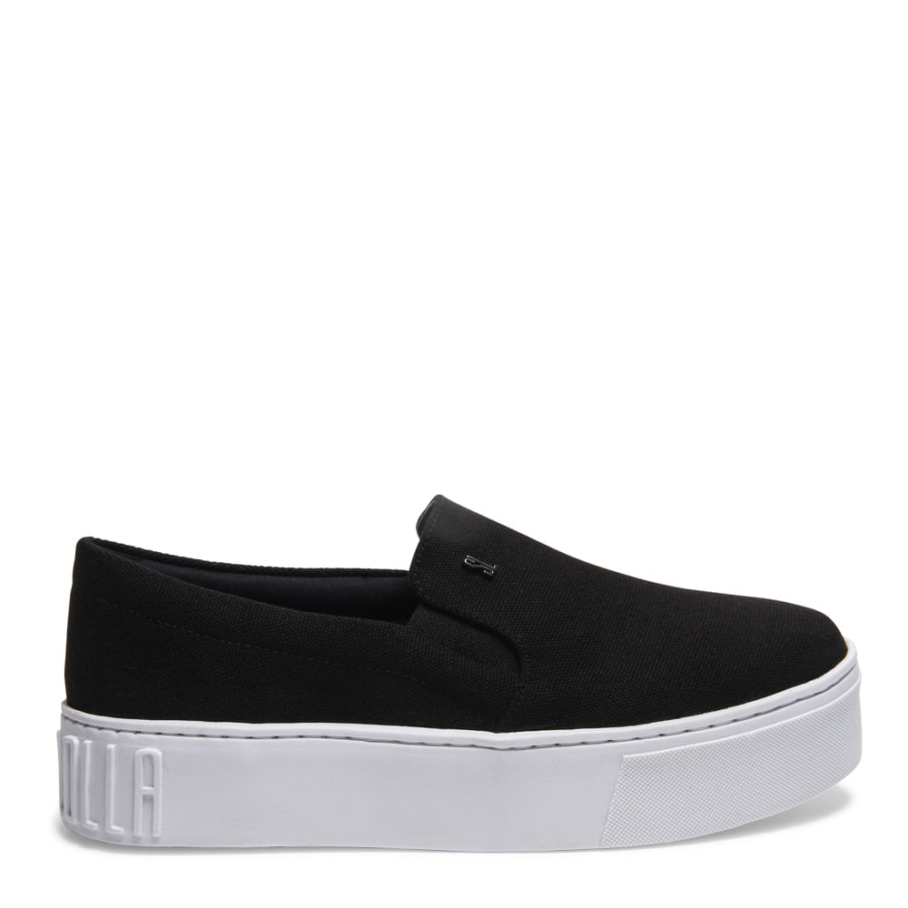 Tênis Slip On Lona Plataforma Preto