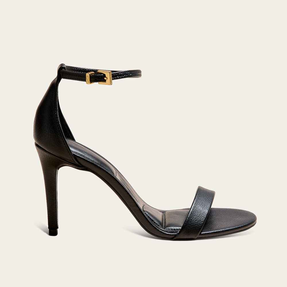 Sandália Napa Soft Liso Preto Salto Alto