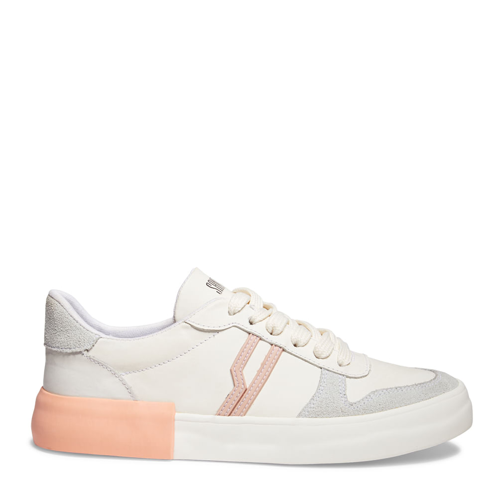 Tênis Branco Couro Flat Cadarço