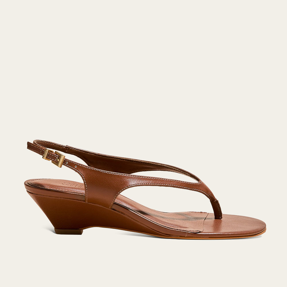 Sandália de Dedo Napa Soft Marrom Salto Anabela