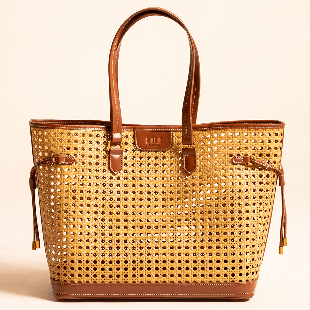 Bolsa Shopper Tressê Tramada Alça De Ombro Bege Areia