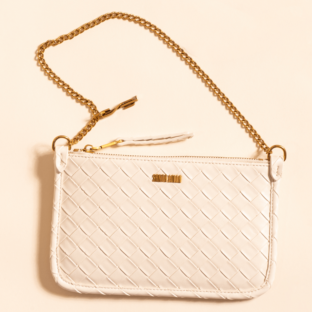 Bolsa Cluth Tressê Transversal Off White Marfim