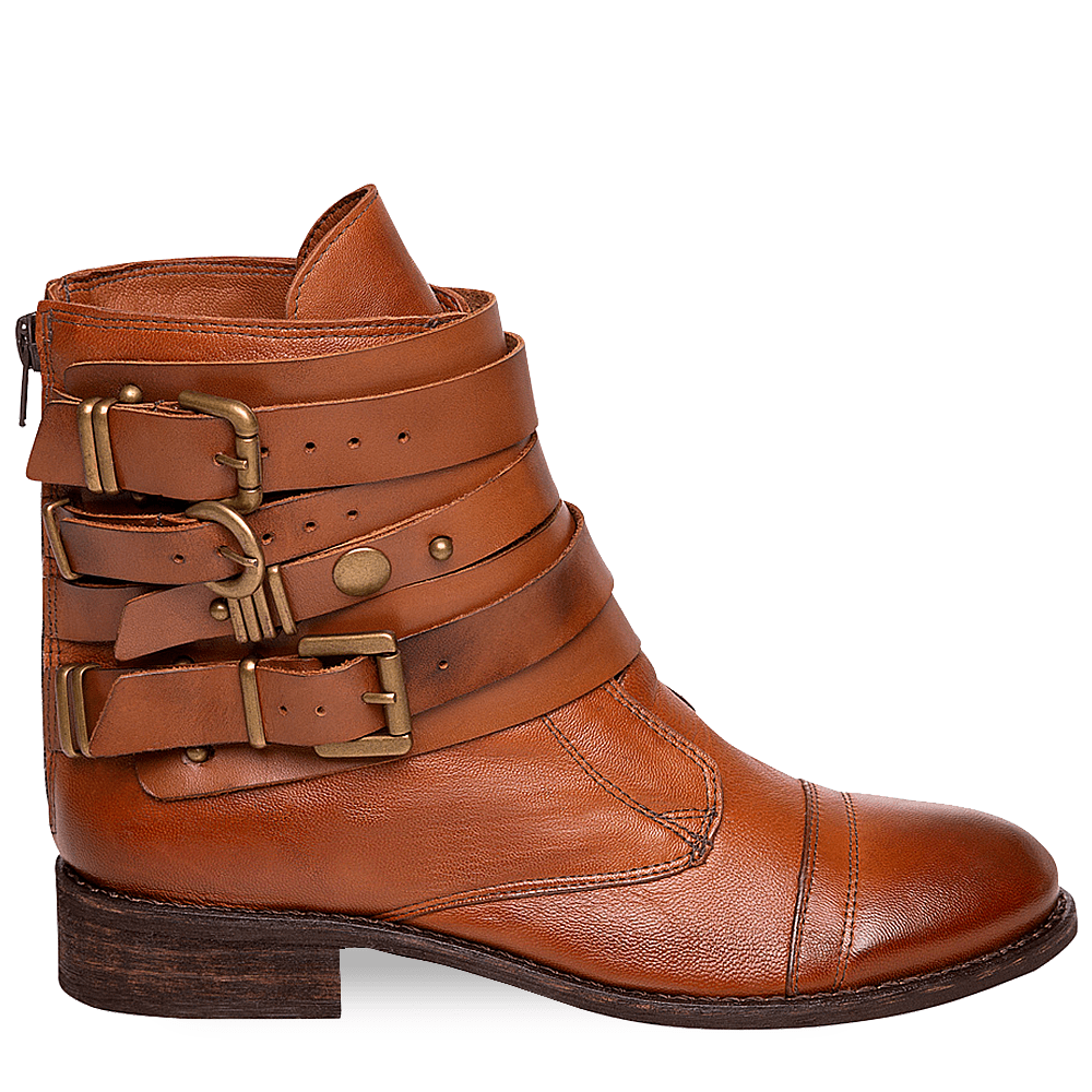 Bota Marrom Couro Fivelas