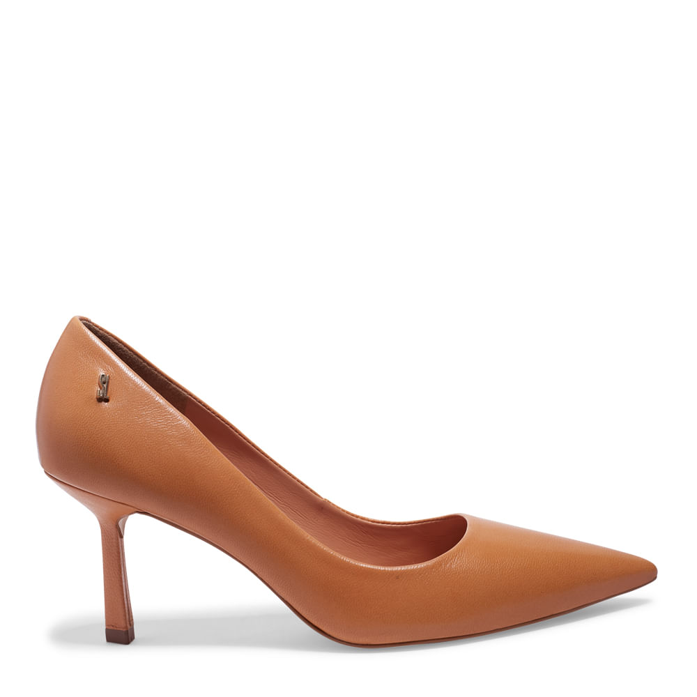 Scarpin Couro Nude Rosado Salto Fino