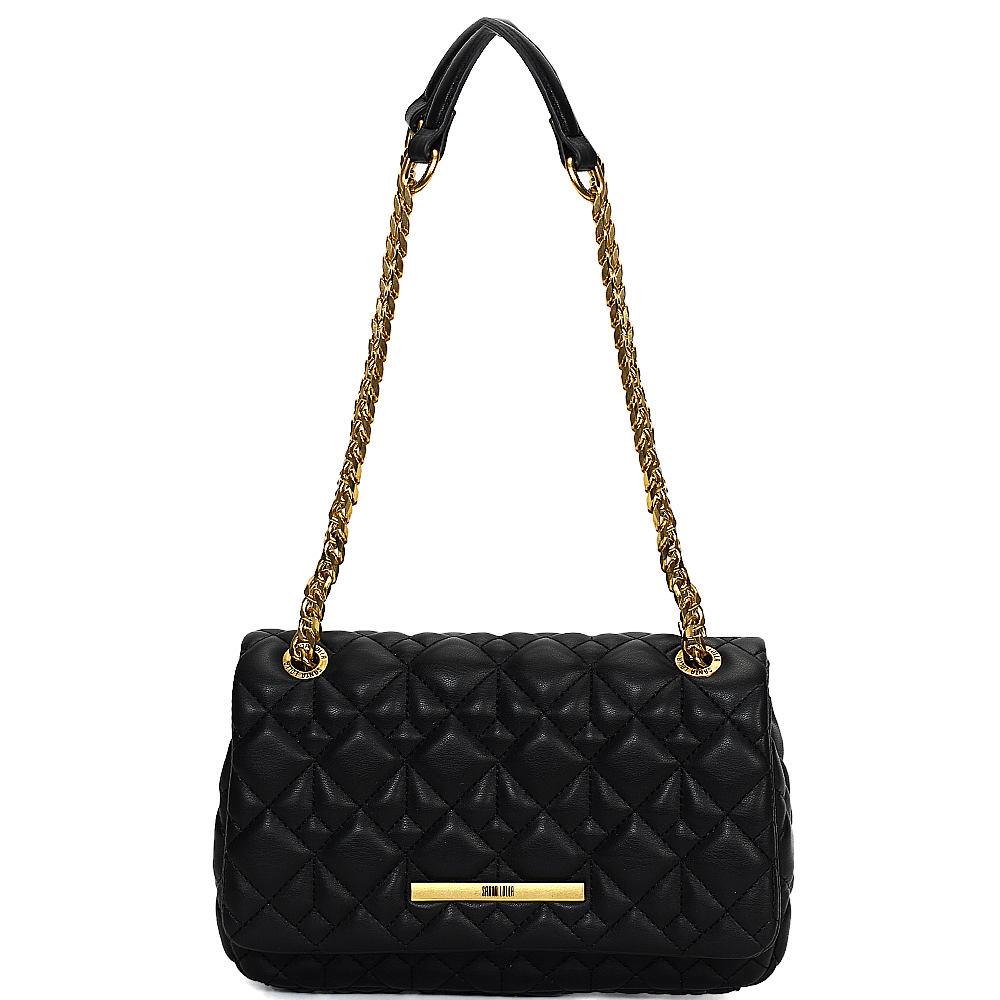 Bolsa Preta Soft Matelassê Alça De Ombro Corrente