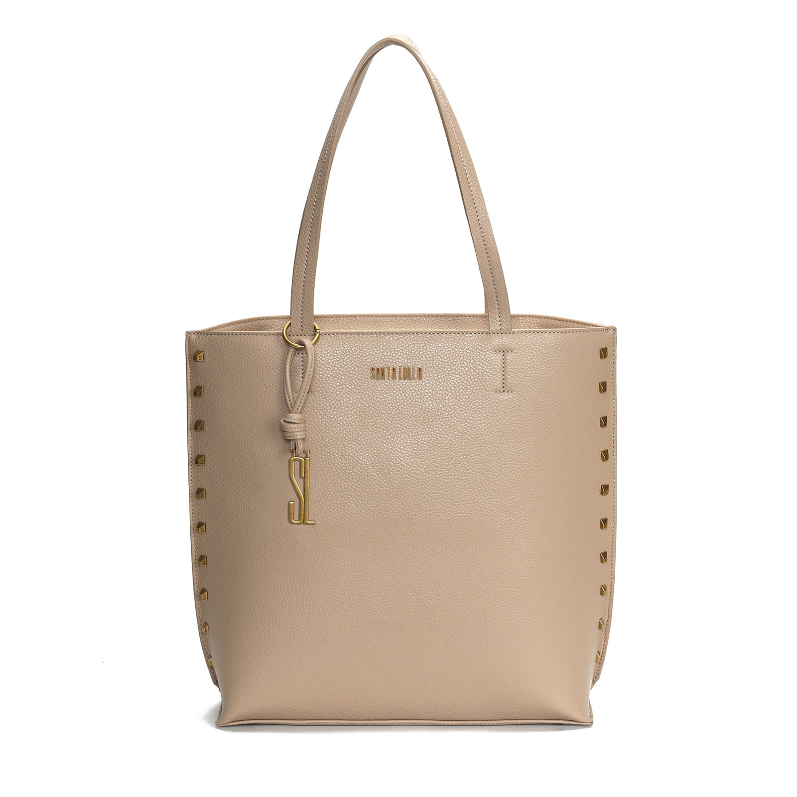 Bolsa Shopper Floater Bege Tachas Alça De Ombro