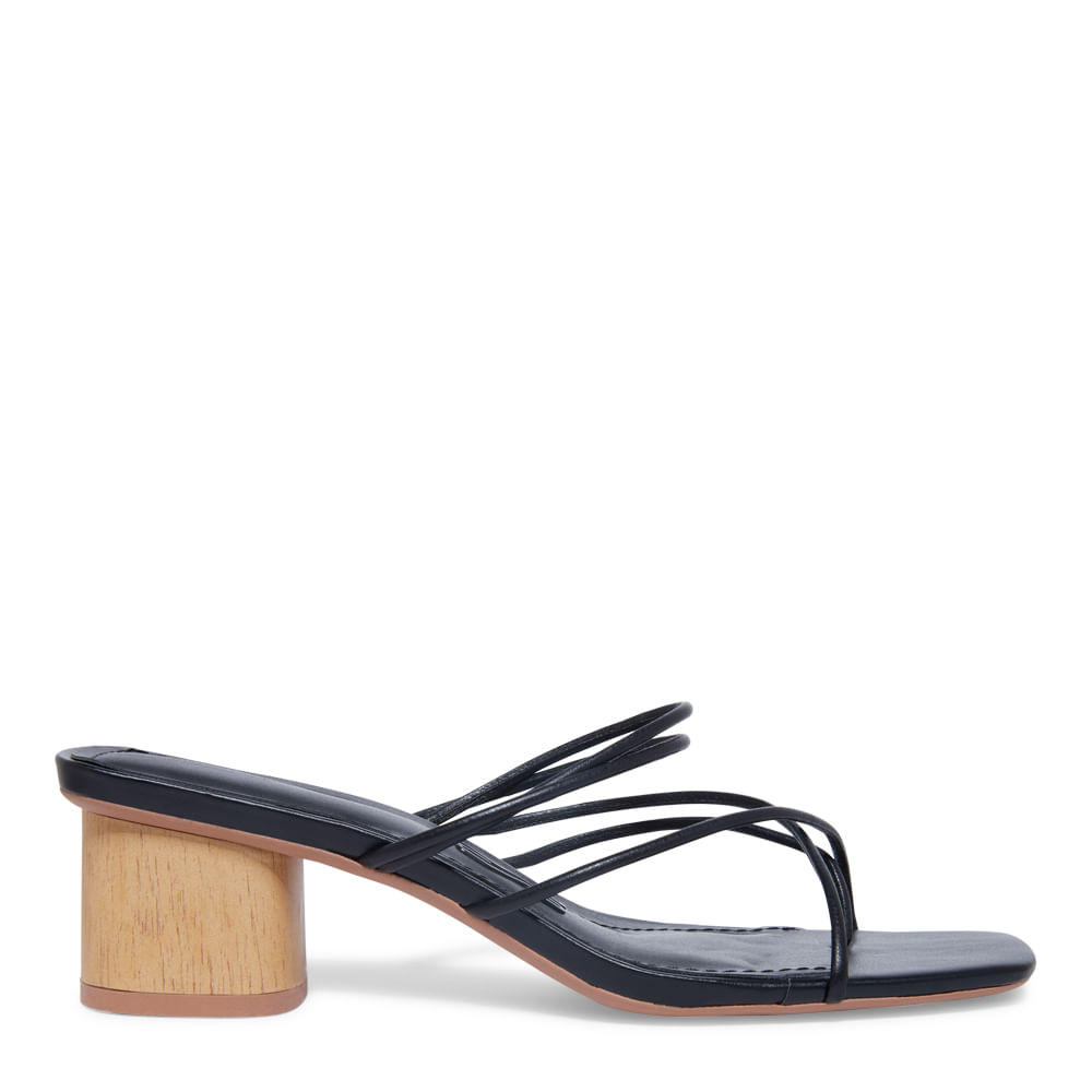 Mule Napa Soft Preto Tiras Salto Grosso