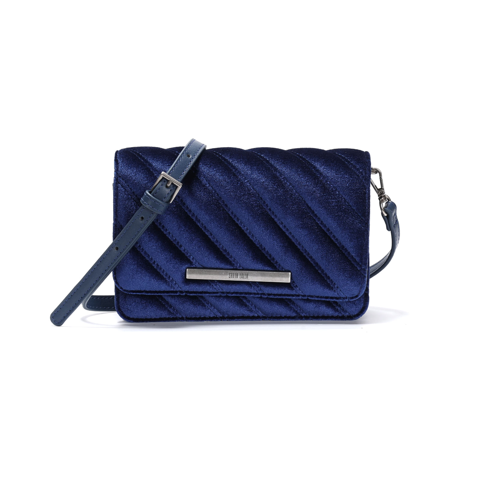 Bolsa Tiracolo Azul Veludo