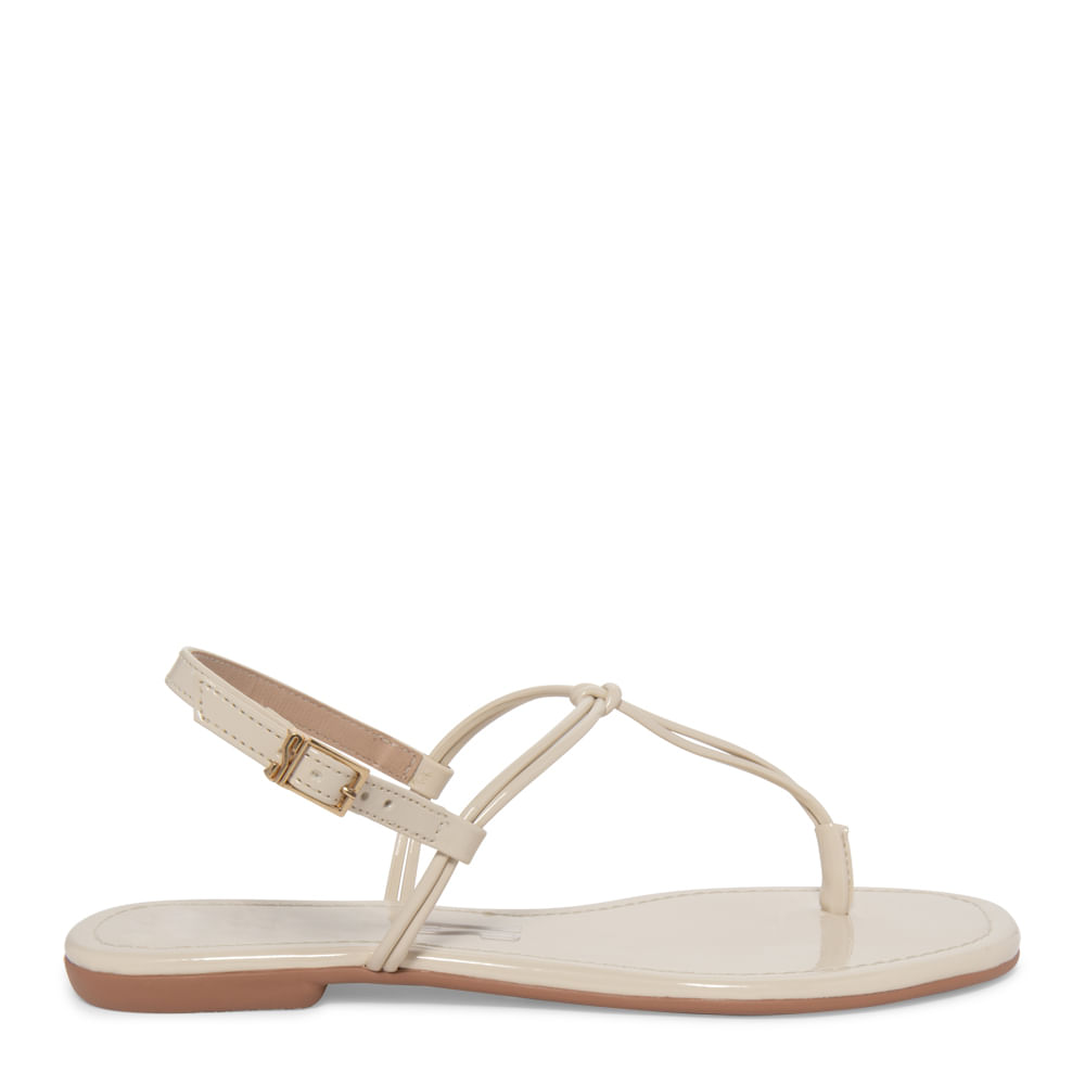 Rasteira Salomé Verniz Creme Bico Quadrado