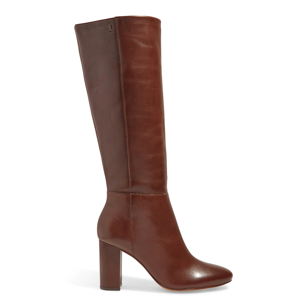 Bota Couro Nobre Cano Longo Salto Grosso Marrom Cocoa