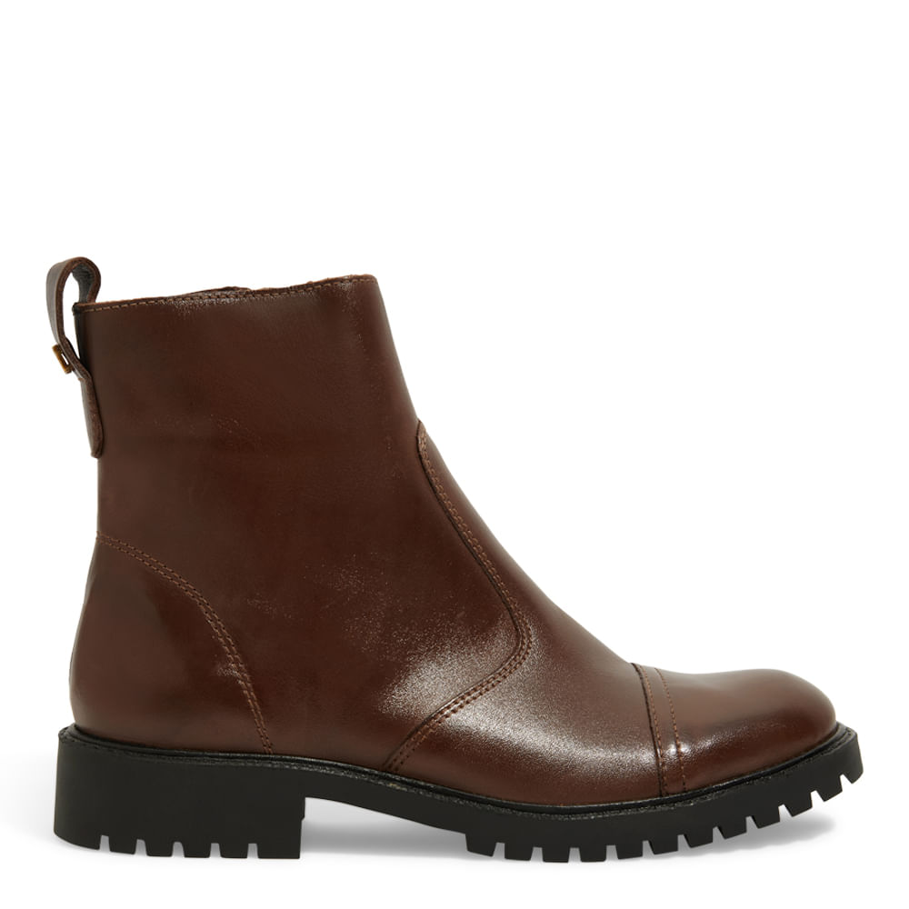 Bota Coturno Tratorada Marrom Couro Pelica Premium