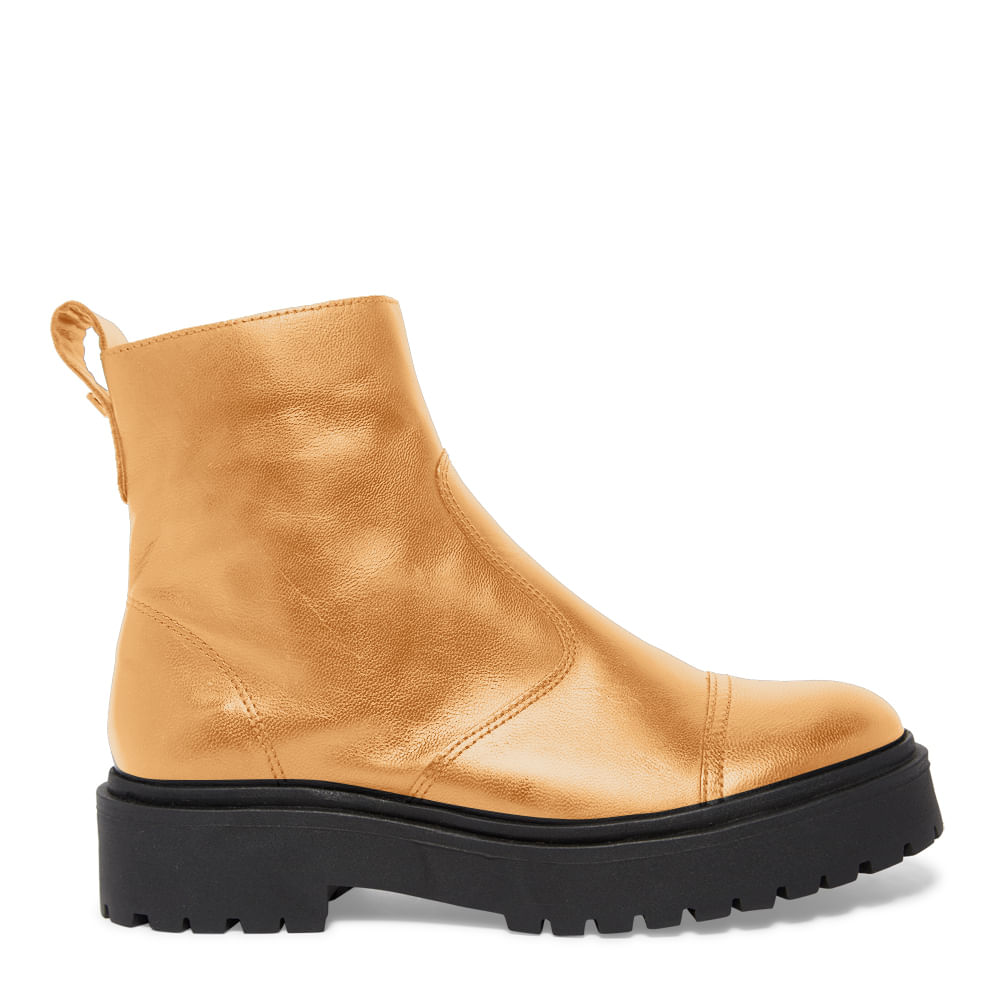 Bota Coturno Tratorado Couro Caramelo