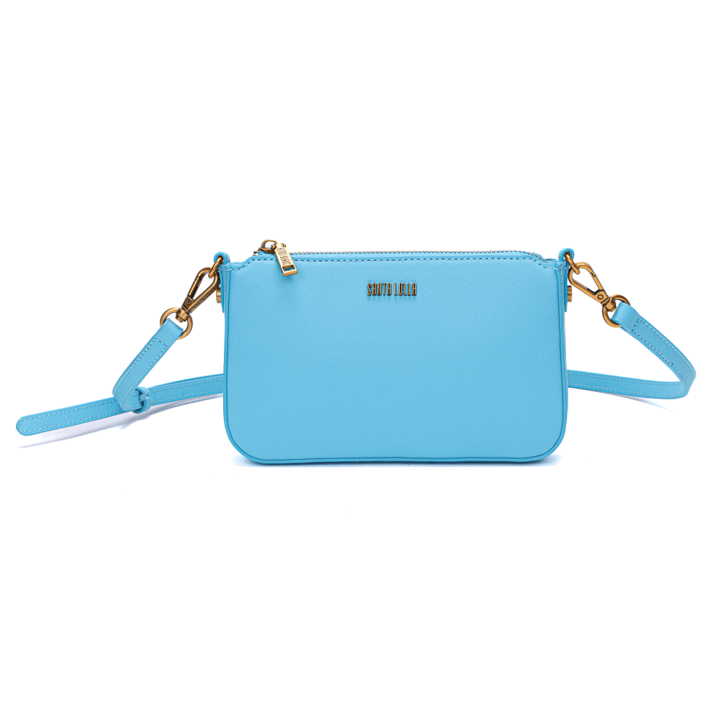 Bolsa Pequena Risco Azul Claro Alça Transversal