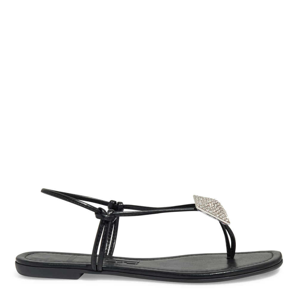 Rasteira Preta Napa Soft Bico Quadrado