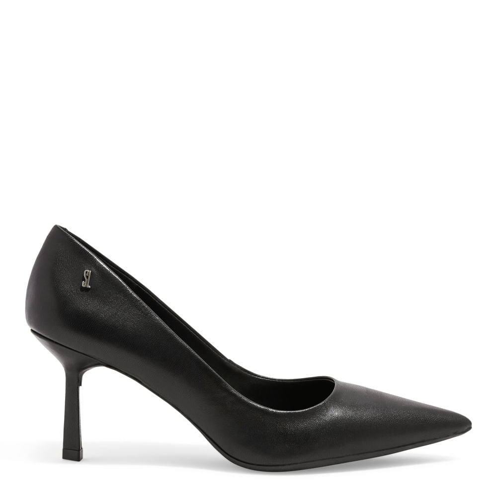 Scarpin Couro Pelica Soft Preto Salto Médio