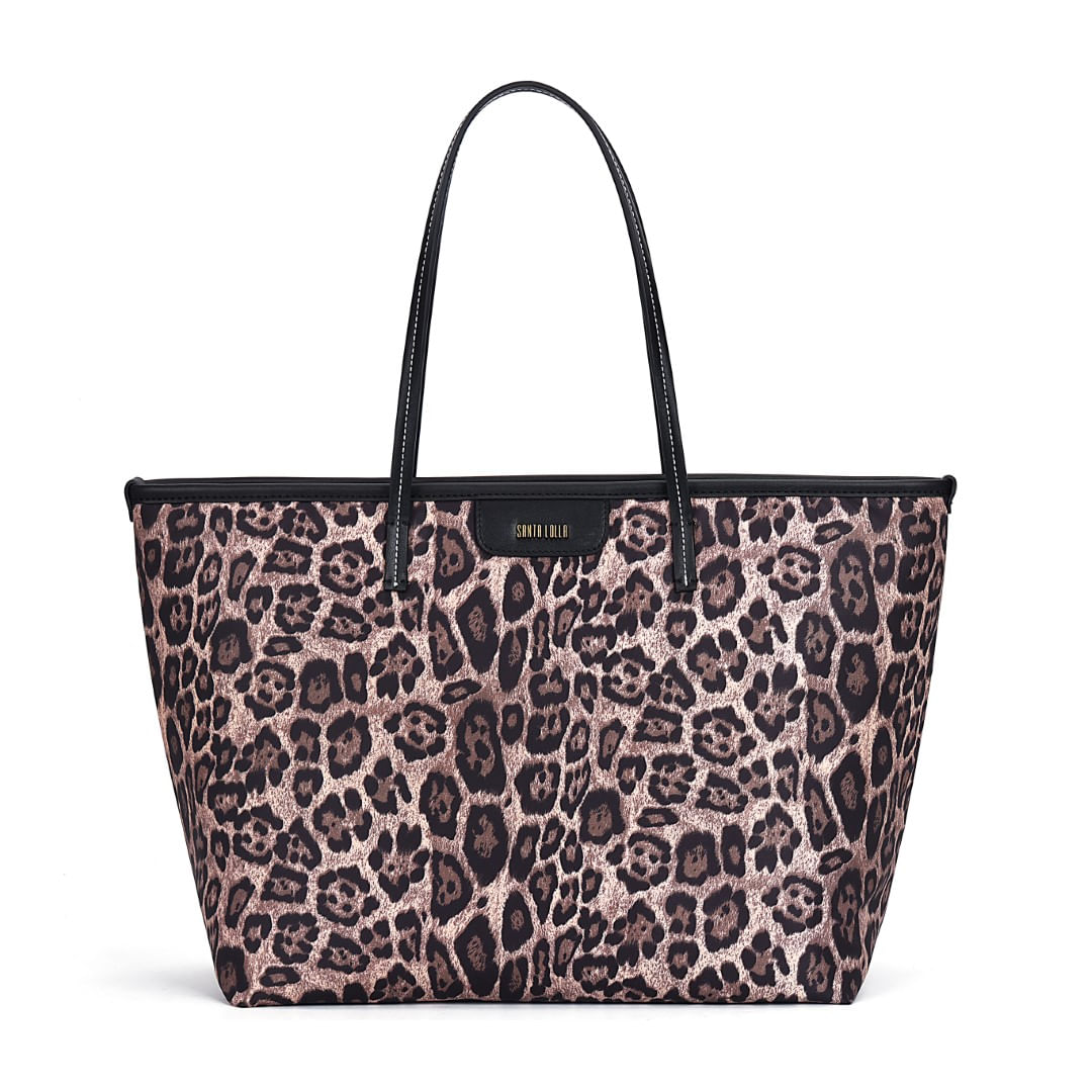 Bolsa Shopper Nylon Estampa Animal Print Onça