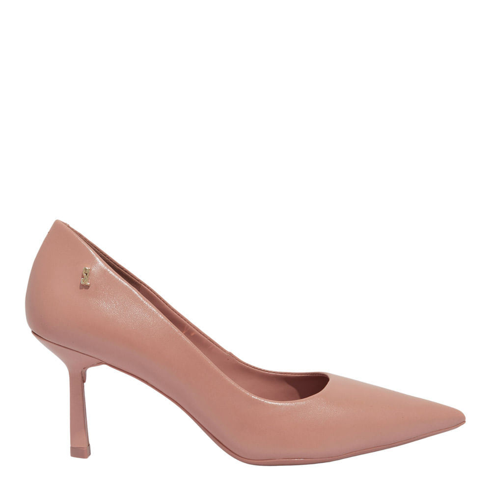 Scarpin Couro Pelica Soft Bico Fino Bege