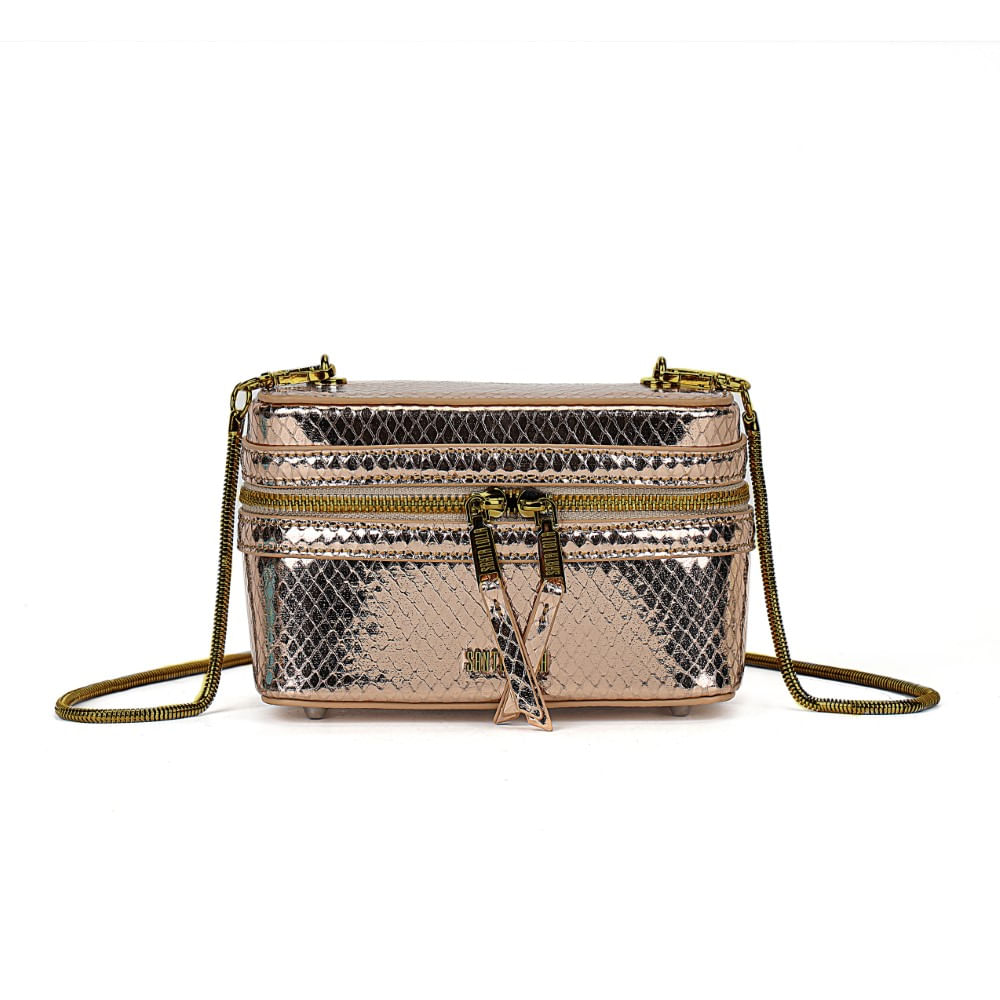 Bolsa Metalizada Dourada Alça de Ombro