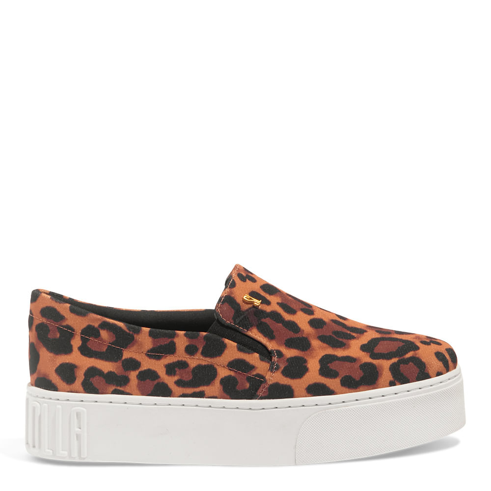 Tenis Slip On Animal Print Fabric Leopardo