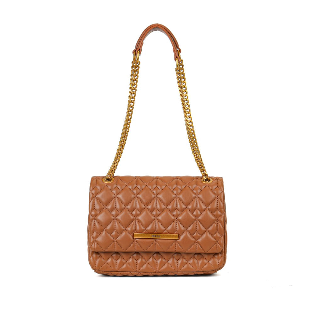Bolsa Marrom Soft Matelassê Alça Corrente Dourada