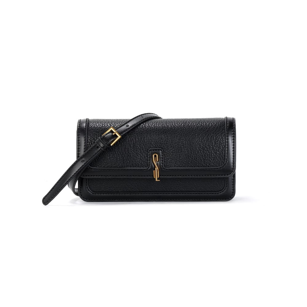 Bolsa Pequena Floater Texturizado Preto Transversal