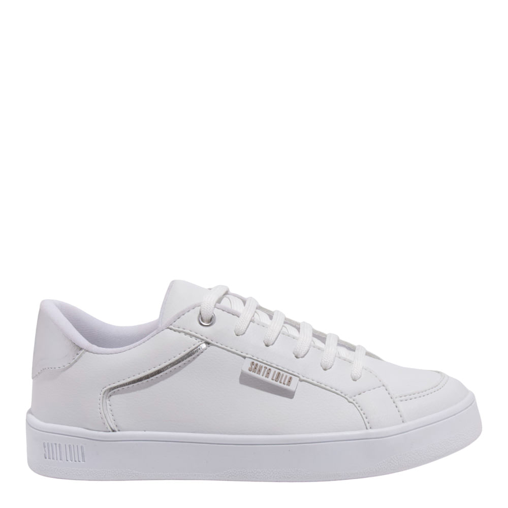 Tênis Floater Lux Branco E Prata Recortes