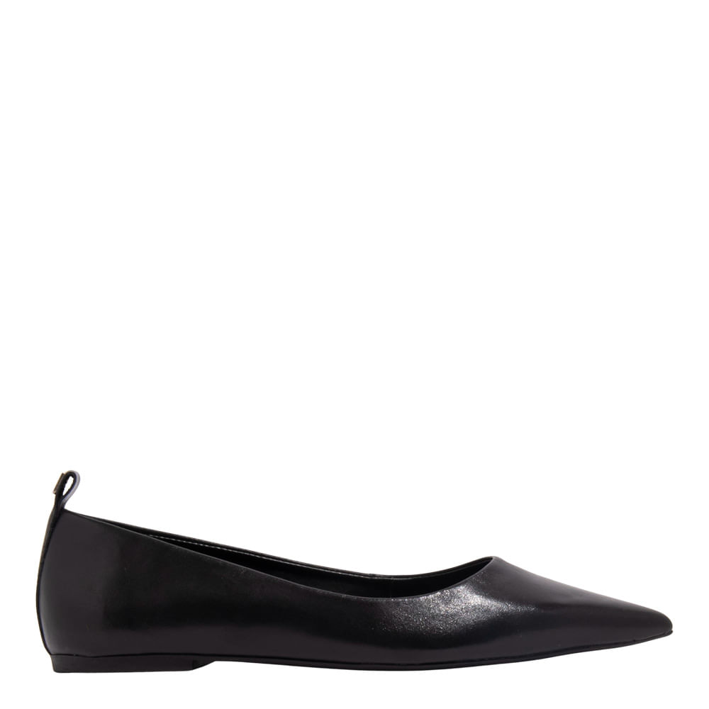 Sapatilha Couro Nobre Soft Preto Bico Fino