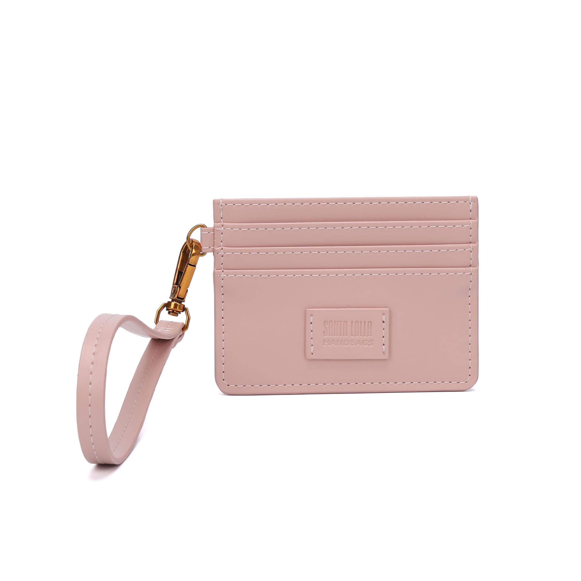 Porta Cartão Soft Rosa Mate Alça De Mão
