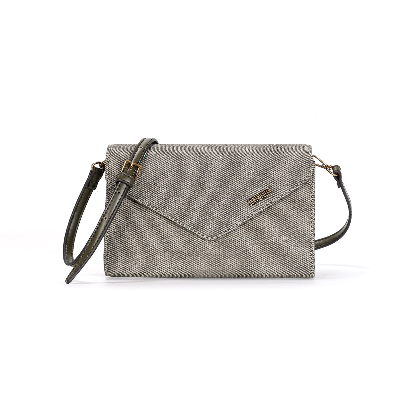 Bolsa Envelope Canvas Verde Alça Transversal