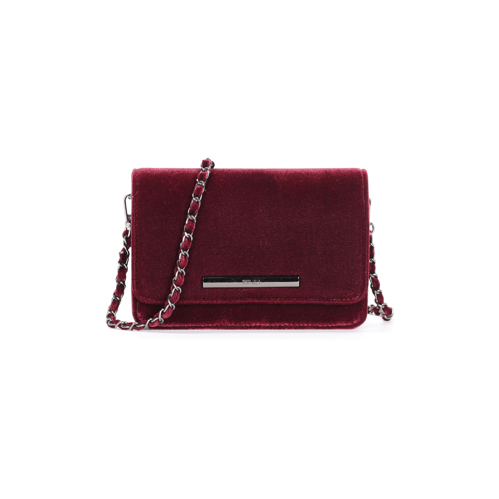 Bolsa Pequena Veludo Vermelho Merlot Alça Transversal