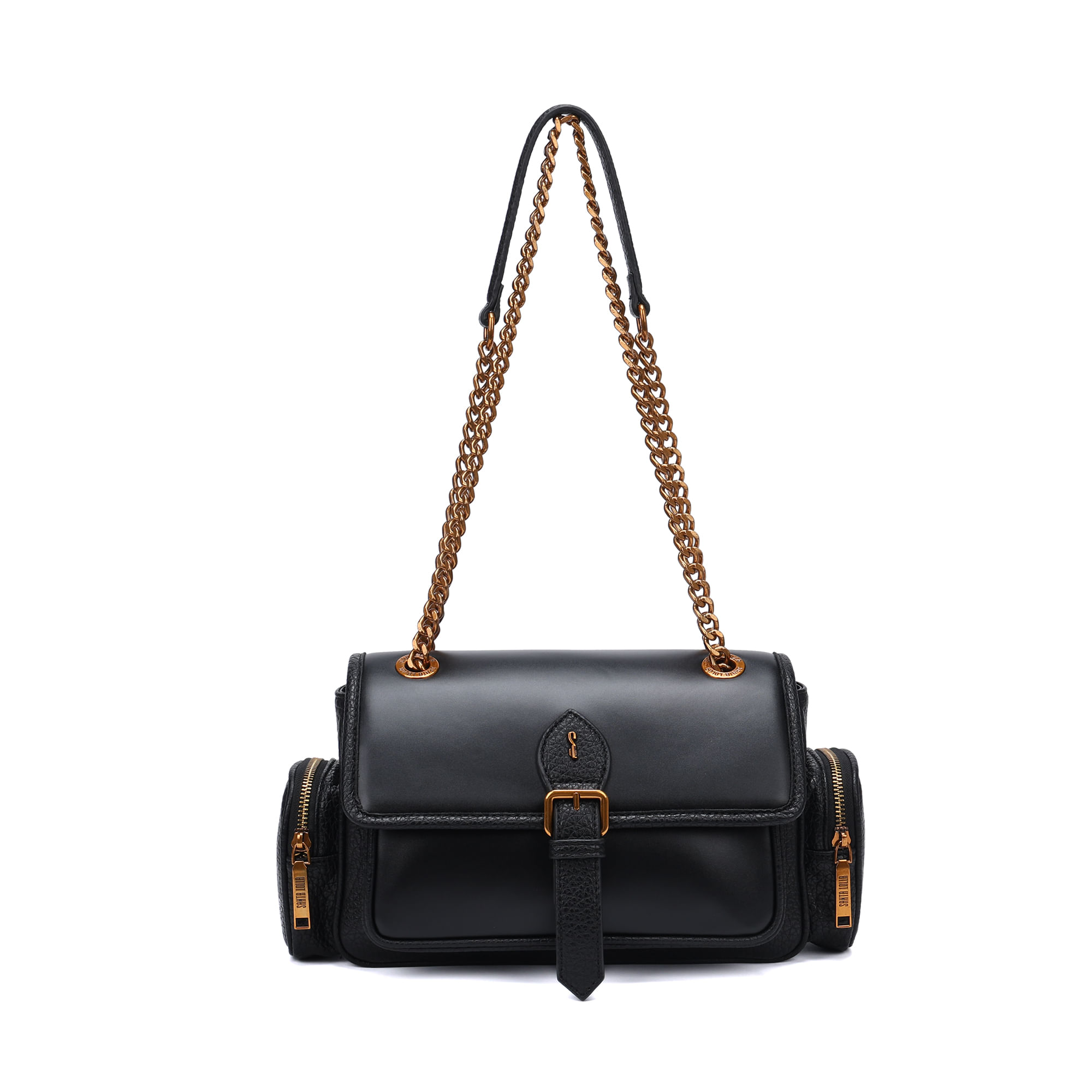Bolsa Floater Preta Alça Corrente Dourada