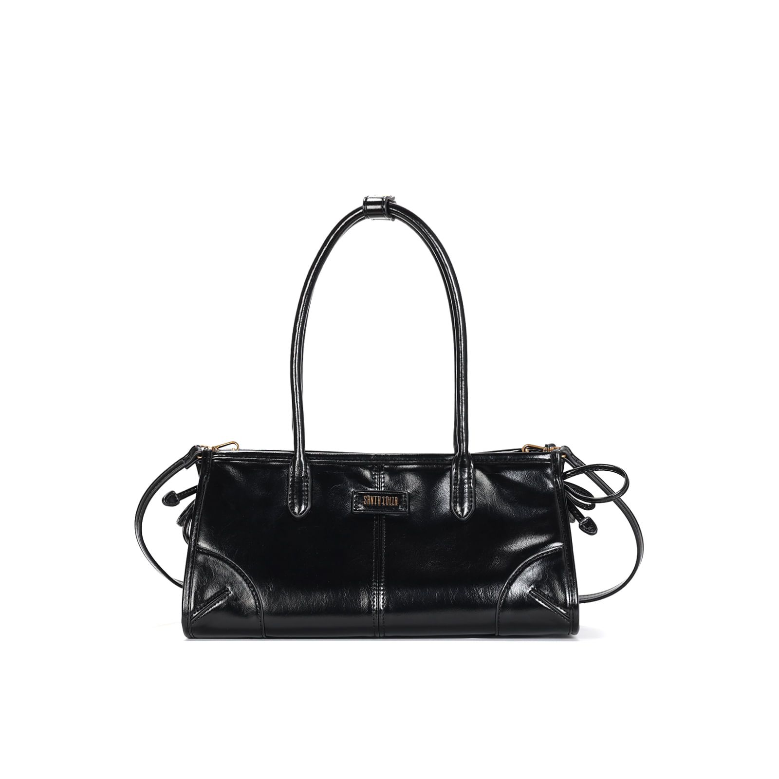 Bolsa Glossy Preta Alça De Ombro