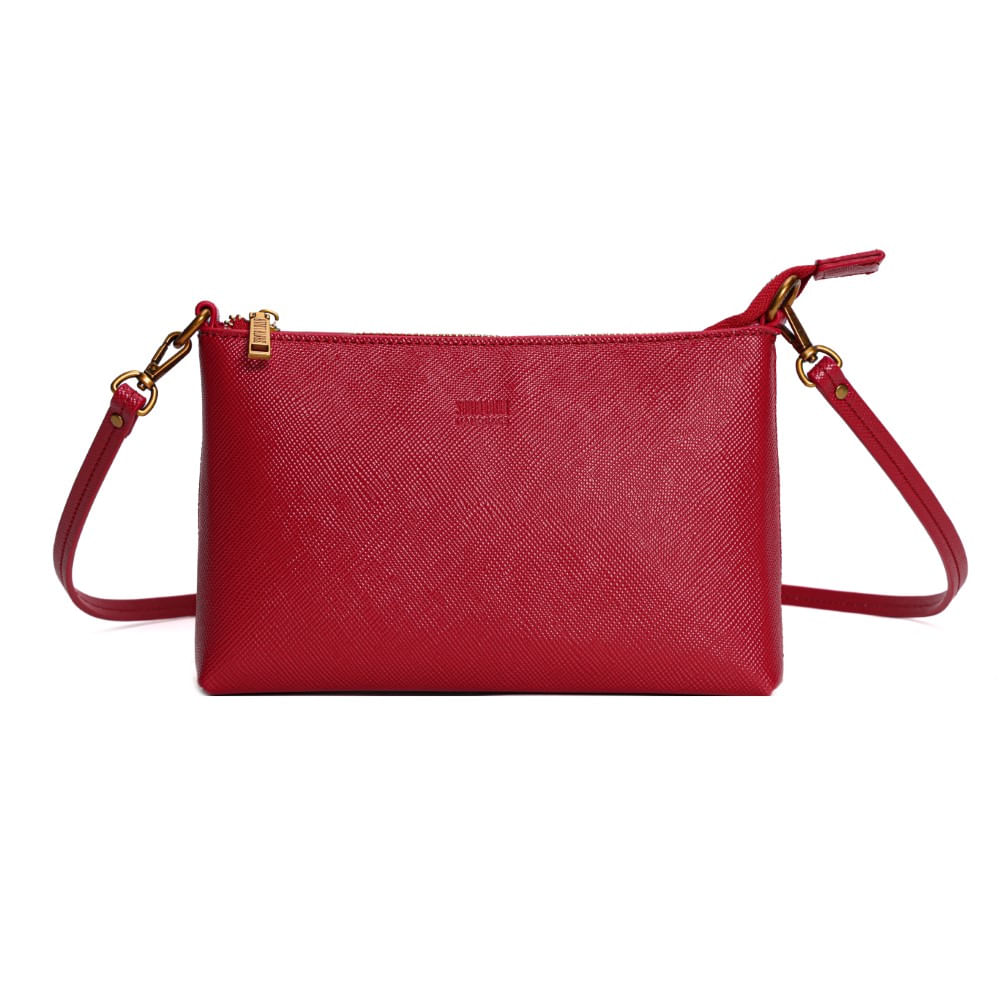 Bolsa Clutch Risco Vermelho Alça Transversal