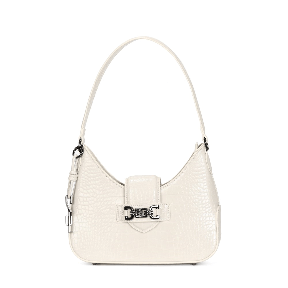 Bolsa Baguete Croco Off White Alça De Ombro