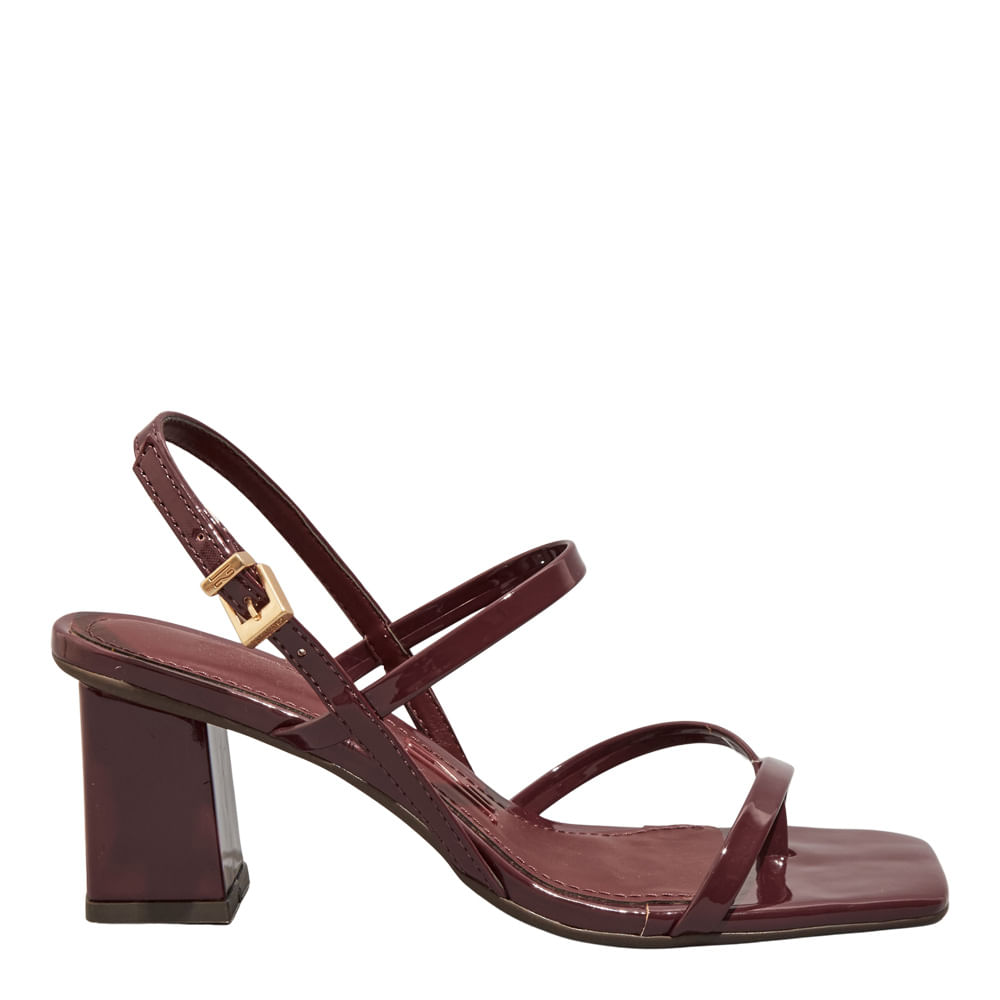 Sandália Verniz Anzeli Salto Grosso Vermelho Marsala