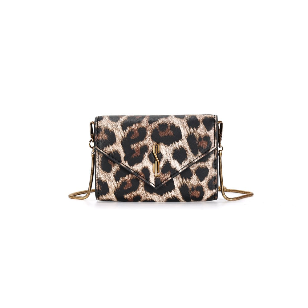 Bolsa Carteira Envelope Estampa Animal Print Onça Alça Transversal